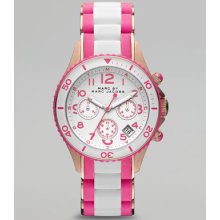 MARC by Marc Jacobs Rock Rose Golden Enamel Watch, White/Pink