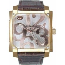 Marc Ecko Watches Men's Silver Dial Brown Genuine Leather Brown Genui