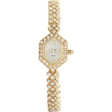 Marquise-Shaped Pave Goldtone Bracelet Watch
