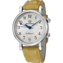 Martin Braun Men's 'La Sonnerie' Silver Dial Yellow Strap Watch