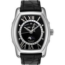 Maurice Lacroix Mens MasterPiece Black Dial Moonphase Watch MP6439-SS001-31E