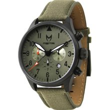 Meister Mens Aviator Chronograph Stainless Watch - Green Nylon Strap - Green Dial - AV102NB