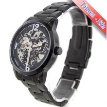 Men Automaitc Wrist Watch Mechanical Black Steel Circle Hollow Best Present Men Automaitc Wrist Watch Mechanical Black Steel Circle Hollow Best Present