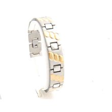 Men`s Stainless Steel Gold & Silver Tone Bracelet With Link Design