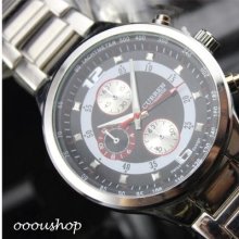 Men Sport Water Hand Dial Hours Clock Fashion Black Steel Wrist Watch C009wbk