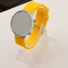Men Women Sport Day Date Digital Display Led Silicone Plane Wrist Watch Yellow