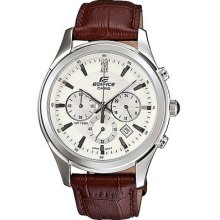 Mens 100m Genuine Leather Chronograph Sports Casio Edifice Quartz Stop Watch