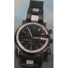 Men's 101m Gucci Chrono 3.30ct.aprx.custom Set Real Diamond Watch Ya101331