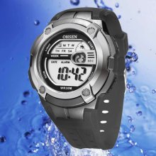 Mens Boys Ohsen Waterproof Black Rubber Digital Outdoor Sport Watch