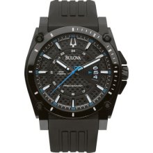 Mens Bulova Precisionist Champlain Watch in Black Stainless Steel with Rubber Strap (98B142)
