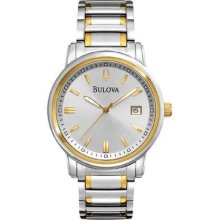 Men's Bulova Two-tone Stainless Steel Highbride Silver-white Sunray Dial Watch