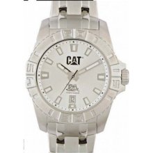 Mens Caterpillar Yf14111222 Analog Silver Tone 42mm Steel Quartz Watch