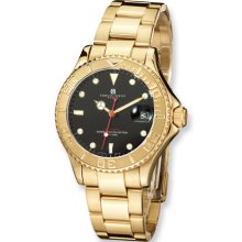 Mens Charles Hubert Gold-plated Stainless Steel Black Dial Auto Watch