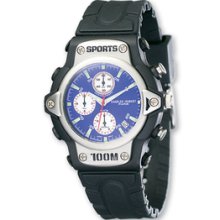 Mens Charles Hubert Rubber Band Blue White Dial Sport Chrono