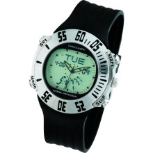 Mens Charles Hubert Rubber Band Silver Digital Dial Chronograph Watch