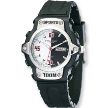 Mens Charles Hubert Rubber Band White Black Dial Sport Watch