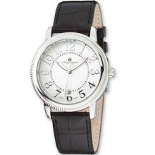 Mens Charles Hubert Stainless Blk Leather Band Off White Dial Watch Xwa2626