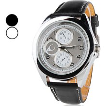 Men's Cool Style PU Quartz Analog Wrist Watch (Assorted Colors)
