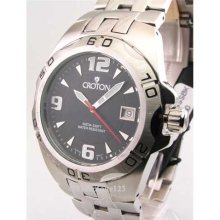 Mens Croton Steel Swiss 10 Atm Date New Watch CA301149SSBK