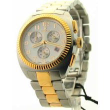 Mens Croton Steel Two Tone Chrono 3 Eye Date Watch CC311293TTDW