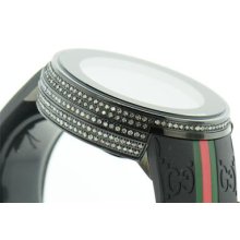 Mens Custom Black Full I Gucci Digital Ya114207 White Diamond Watch 2.75 Ct.