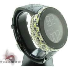 Mens Diamond Canary & Black Digital Gucci Watch 2 Round Cut Color 6.00ct