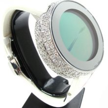 Mens Diamond Fully Iced Digital White Super Gucci Watch 8.00ct