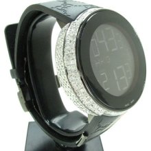 Mens Diamond Gucci Watch Fully Iced Digital Black Super 8.00ct