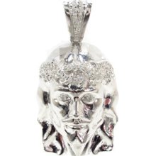 Mens Diamond Jesus Piece Round Cut G Color 14k White Gold 1.27ct