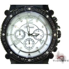 Mens Diamond Jojino Watch Round Cut H Color Si1 Black White Dial J-1173a 2.25ct