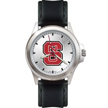 Mens Fantom North Carolina State University Wolfpack Watch With Leather Strap