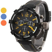 Men's Fashion Silicone Analog Quartz Wrist Sports Watch (Black)