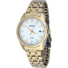 Men's Gold Tone Stainless Steel Quartz White Dial Date Display