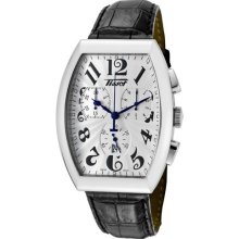 Men's Heritage Porto Chronograph Silver Guilloche Dial Black Leat ...