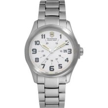 Men's Infantry Vintage Stainless Steel Case and Bracelet White Tone Dial Date Di