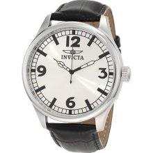 Mens Invicta 11416 Specialty Silver Dial Swiss Quartz Black Leather Watch