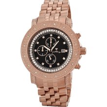 Mens Just bling 0.16 CT Round Diamond Eclipse watch JB-6114-G ROSE GOLD CASE