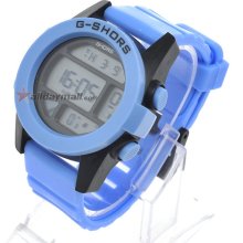 Men's Multifunction Silicone Digital LED Wrist Watch - Blue