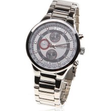 mens new Curren 8013 stainless quartz watch white face & chrome finish 2 arabic