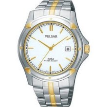 Men's Pulsar By Seiko Pxh848x Dress Date White Dial Stainless Watch