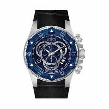Men's Reserve Chronograph Stainless Steel Case Leather Strap Blue