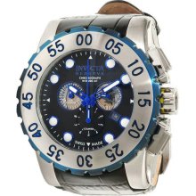 Men's Reserve Chronograph Stainless Steel Case Leather Strap Black Tone DIal