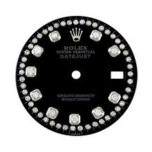 Mens Rolex Datejust Aftermarket Diamond String Dial, Black, White Gold