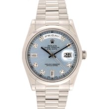 Men's Rolex President Day-Date Watch 118206 Glacier Blue Dial