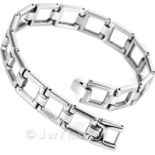 Mens Silver Stainless Steel Link Bracelet Hand Cuff Bangle Vc762