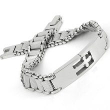 Mens Silver Stainless Steel Cross Bracelet Bangle Chain