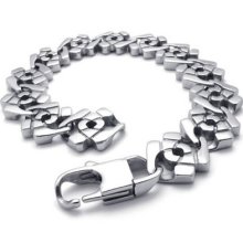 Men's Silver Tone Stainless Steel Bracelet Bangle Us120480