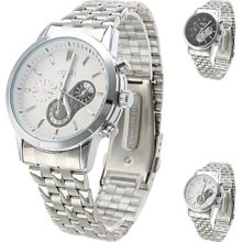 Men's Small Dial Style Analog Alloy Quartz Wrist Watch (Assorted Colors)