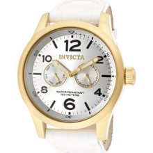 Men's Specialty 18k Gold Plated Stainless Steel Genuine White Cal ...