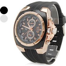 Men's Sports Rubber Style Quartz Analog Wrist Watch (Black)